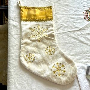 Cream Snowflake Christmas Stocking